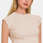 Zenana Back At It Again Ribbed Round Neck Cropped Top in Sand Beige