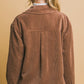 Love Tree Fall In Love Corduroy Button Up Jacket with Sherpa Inside in Cocoa