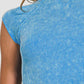 Zenana Back At It Again Ribbed Round Neck Cropped Top in Sky Blue