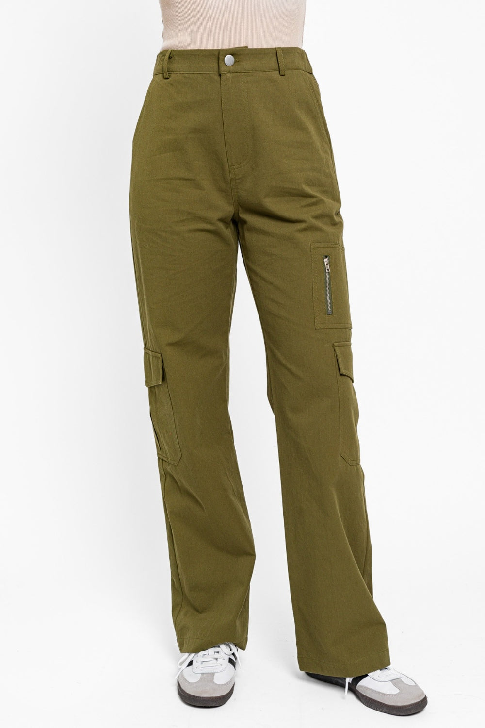 Tasha Apparel Out Of Site High Waisted Wide Leg Cargo Pants with Pockets