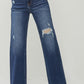 RISEN Caroline High Rise Distressed Wide Leg Jeans