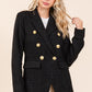 Mittoshop Dressed To Impress Plaid Texture Double-Breasted Long Sleeve Blazer