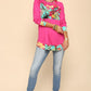 Celeste Tropical Vibes Long Sleeve T-Shirt in Fuchsia