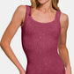Zenana Chance Of Sun Ribbed Scoop Neck Tank in Burgundy