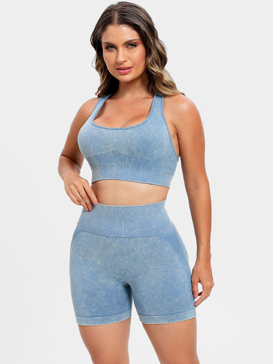 Training Day Scoop Neck Wide Strap Top and Shorts Active Set