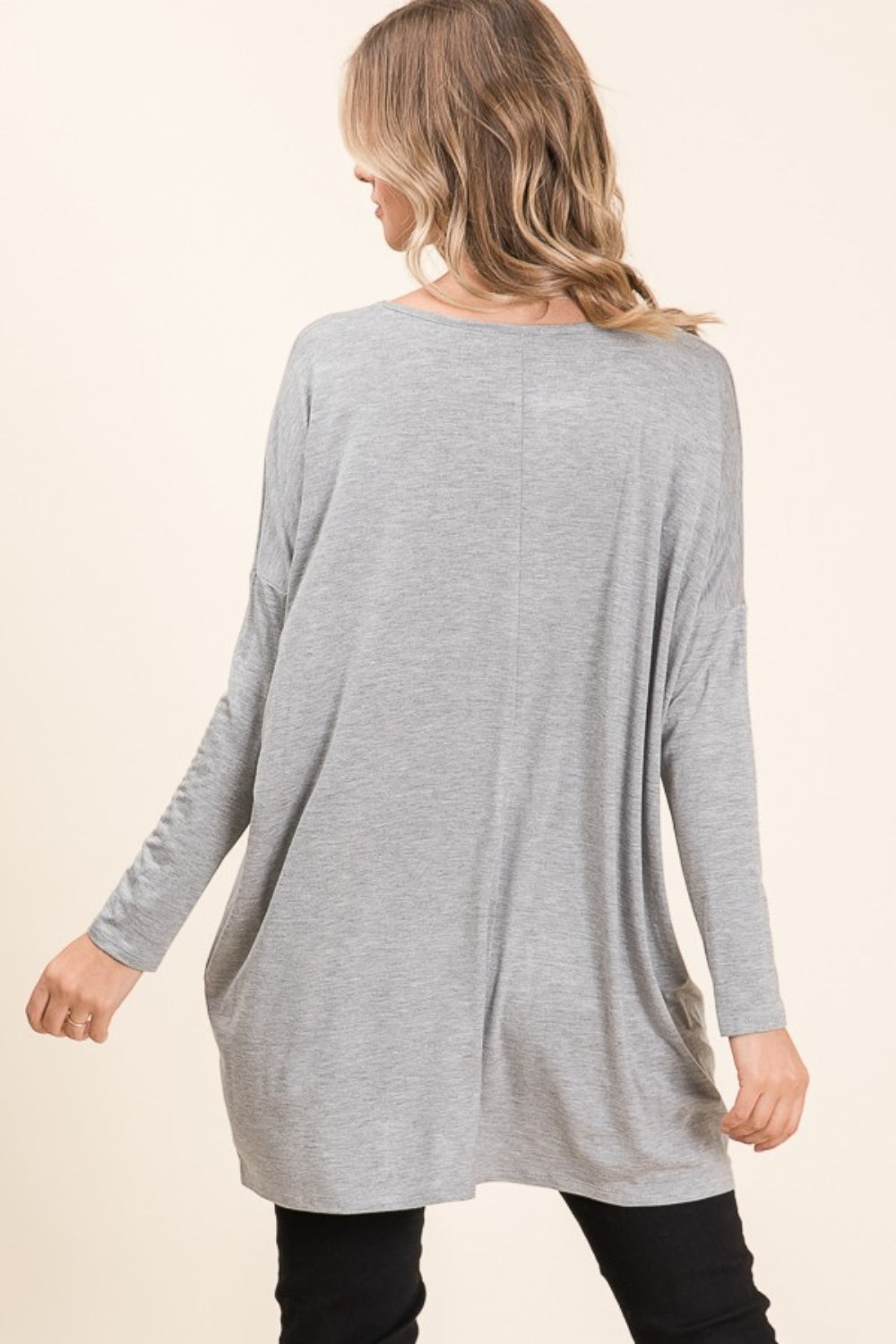 BOMBOM A Bright Day Long Sleeve Oversized Top in Heather Gray