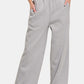 Zenana Cozy Corners Round Neck Raglan Sleeve Top and Elastic Waist Pants Set in Gray