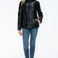 Snobbish Puffer Love Pocketed Zip Up Turtleneck Puffer Jacket in Black