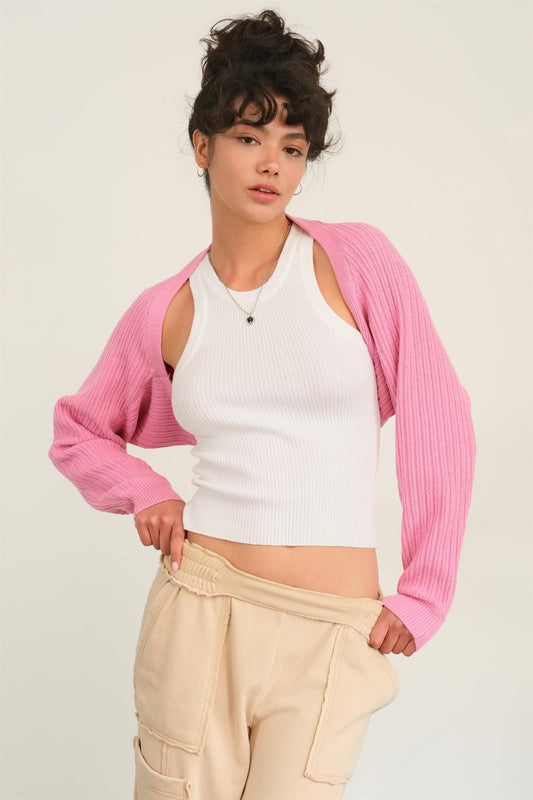 HYFVE Love In A Hug Ribbed Knit Bolero Cardigan