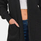 Zenana Chilly Days Waffle Open Front Sweater Cardigan in Black