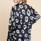 BOMBOM My Wild Spirit Animal Print Button Up Knit Shacket in Black