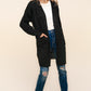 Haptics Crisp Nights Stripe Textured Open Front Cardigan with Pockets in Black