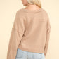 VERY J Knit Happens Exposed Seam V-Neck Ribbed Knit Top in Mocha