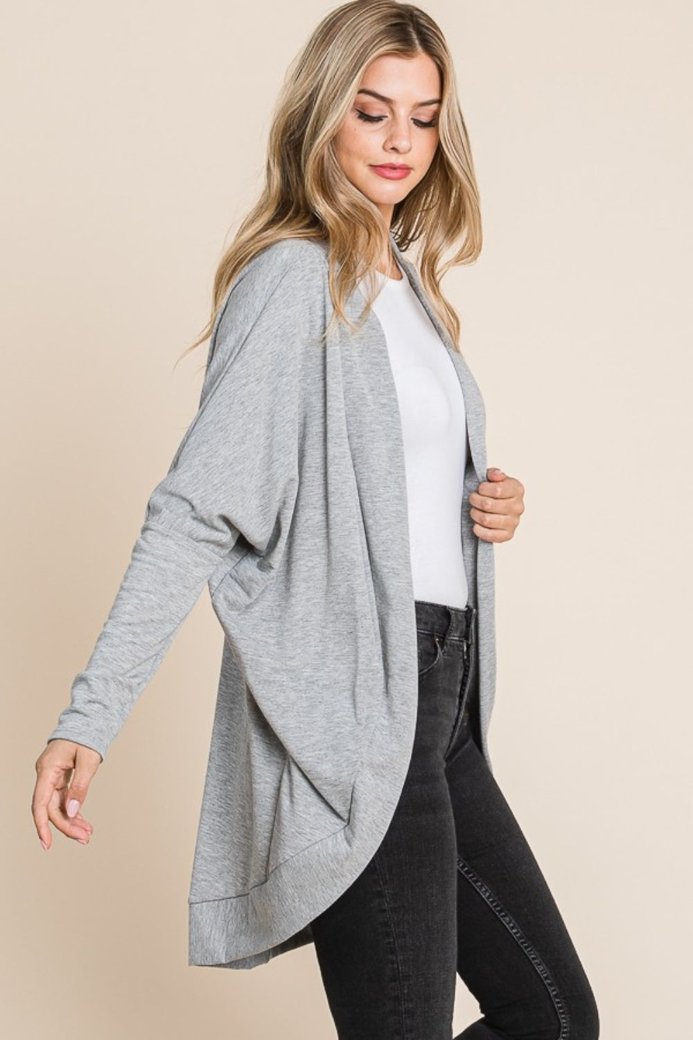 BOMBOM Wrap Me In Your Wings Open Front Long Sleeve Cocoon Cardigan