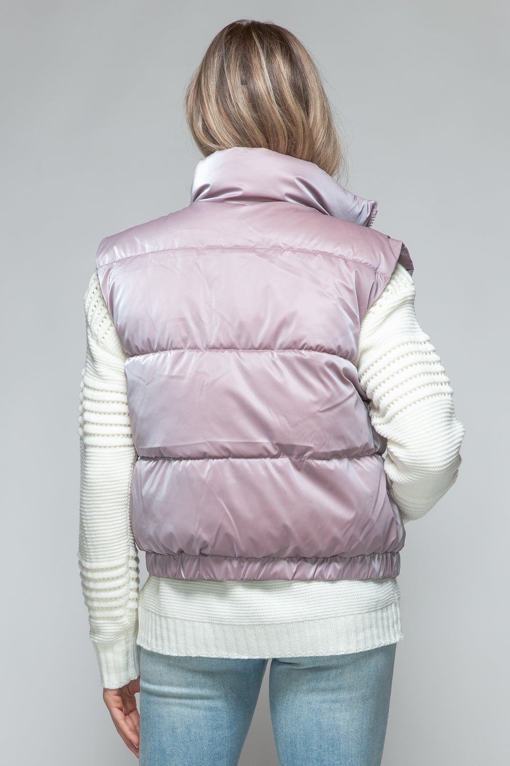 Snobbish Me and My Puffer Fine Fur Lining Quilted Vest in Dark Rose
