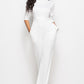 Driven Mock Neck Tie-Waist Half Sleeve Jumpsuit with Pockets