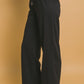 Love Tree Breaking The Rules Drawstring Wide Leg Sweatpants with Pockets in Black