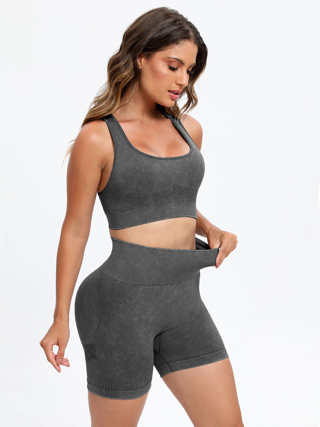 Training Day Scoop Neck Wide Strap Top and Shorts Active Set