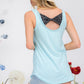 Celeste Super Fly Back Contrast Bow Tie Tank in Aqua