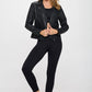 Coalition LA Classy With An Attitude Studded Classic Moto Faux Leather Jacket in Black