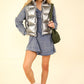 VERY J Metallic Star Shiny Metallic Zip Up Puffer Vest in Silver