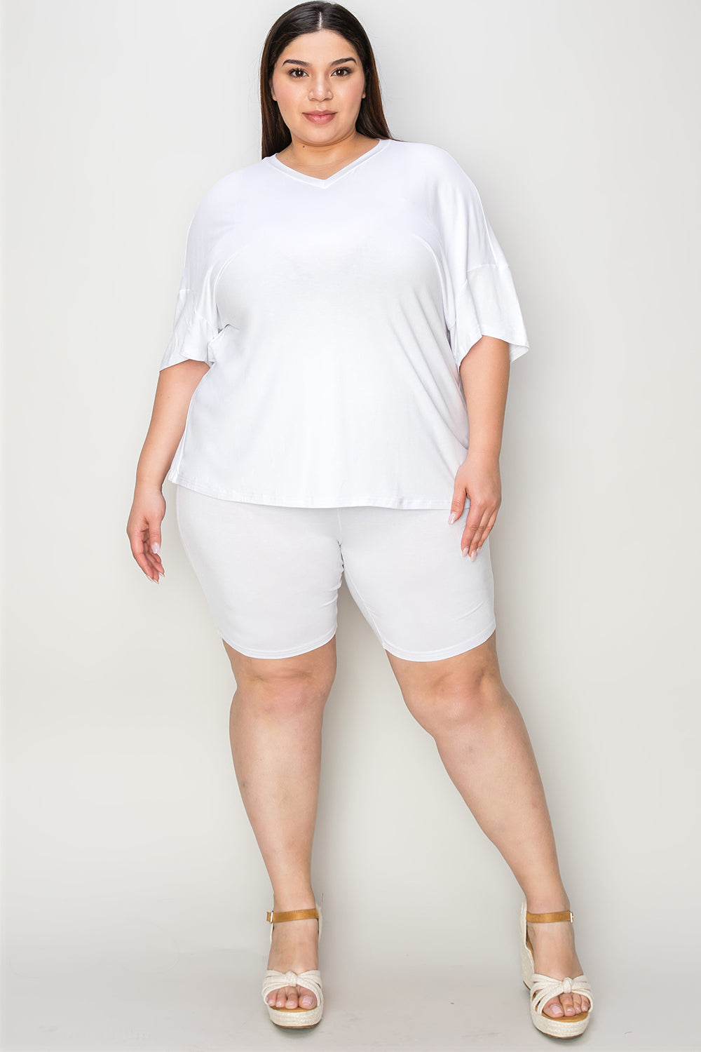 Basic Bae Slay The Day Bamboo V-Neck T-Shirt and Shorts Set