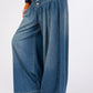 SAGE+FIG On The Move Smocked Waist Band Wide Leg Jeans