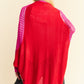 Davi & Dani Red Hot Openwork Contrast Open Front Cardigan