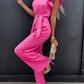 Captivating Muse Ruffled Round Neck Cap Sleeve Jumpsuit with Pockets