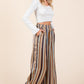 Mittoshop Oh Hey There Striped Satin Elastic Waist Wide Leg Pants in Navy Multi