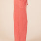 Mittoshop Vintage Dreamin' Mineral Wash French Terry Drawstring Wide Leg Pants in Orange-Red