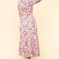Haptics Smile On Floral V-Neck Long Sleeve Dress with Side Pockets in Lilac