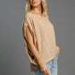 Umgee I'm On Point Exposed Seam Batwing Sleeve Knit Top in Tan