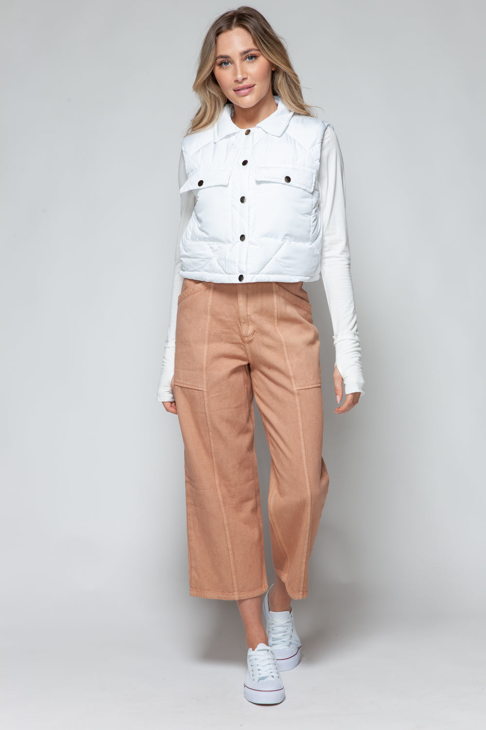 Snobbish Quilted and Cute Snap Down Quilted Crop Vest