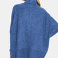 Zenana Never Let You Go Brushed Melange Hacci Turtleneck Sweater in Light Navy