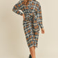 Mable Timeless in Plaid Flannel Front Tie Button Down Shirt Dress