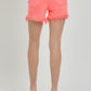 RISEN Carla Raw Hem Asymmetrical Waist Denim Shorts