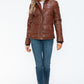 YMI Cozy Perfection Pocketed Zip Up Turtleneck Puffer Jacket in Brandy