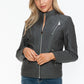 Snobbish Ready To Own The Night Faux Leather Zip Up Mock Neck Jacket in Charcoal