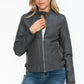 Snobbish Born To Ride PU Leather Biker Jacket with Side Zip Pockets in Charcoal