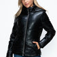 How Dare U Embrace The Chill Pocketed Zip Up Puffer Jacket with Removable Hood in Black