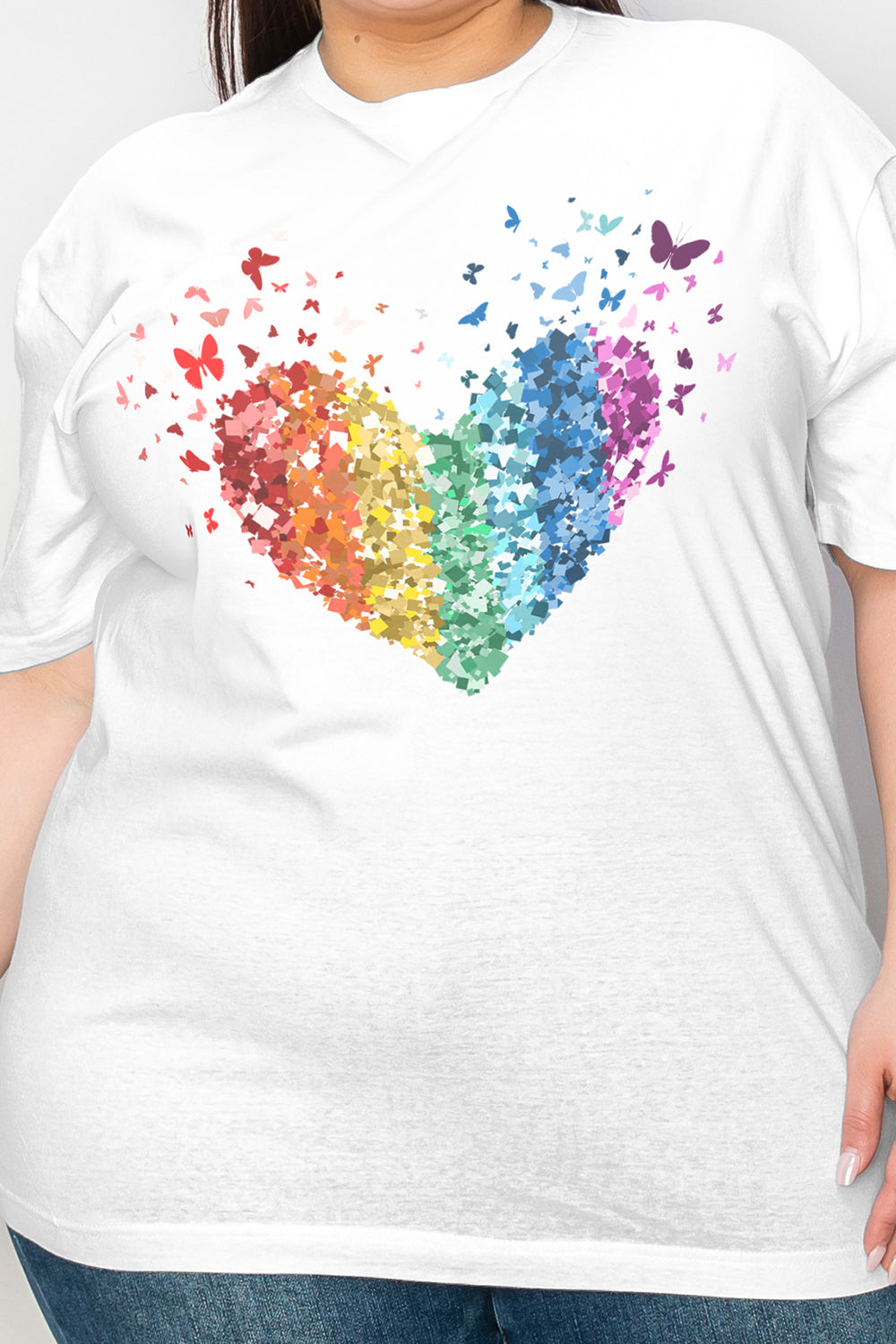 Simply Love Rainbow Heart Graphic T-Shirt