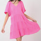 VERY J In Paradise Texture V-Neck Ruffled Tiered Dress