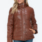 YMI Cozy Perfection Pocketed Zip Up Turtleneck Puffer Jacket in Brandy