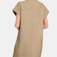 Zenana I'm Ready Short Sleeve Sweater Mini Dress in Camel