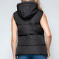 Snobbish Cute and Cozy Snap and Zip Closure Hooded Vest in Midnight/ Black