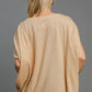 Umgee I'm On Point Exposed Seam Batwing Sleeve Knit Top in Tan