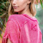 Zenana My Vibes Are Relaxed Washed Ribbed Short Sleeve Top in Hot Pink