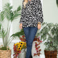Celeste Embracing Wild V-Neck Long Sleeve Blouse in Black Leopard
