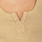 VERY J Vintage Skies Washed Ribbed Tank Top with Placket Detail in Beige